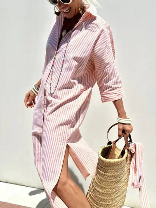 Classic Striped Summer Shirt Dress