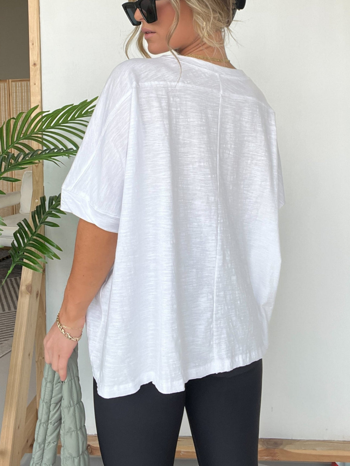Damen Oversized T-Shirt mit Rundhalsausschnitt in Unifarbe
