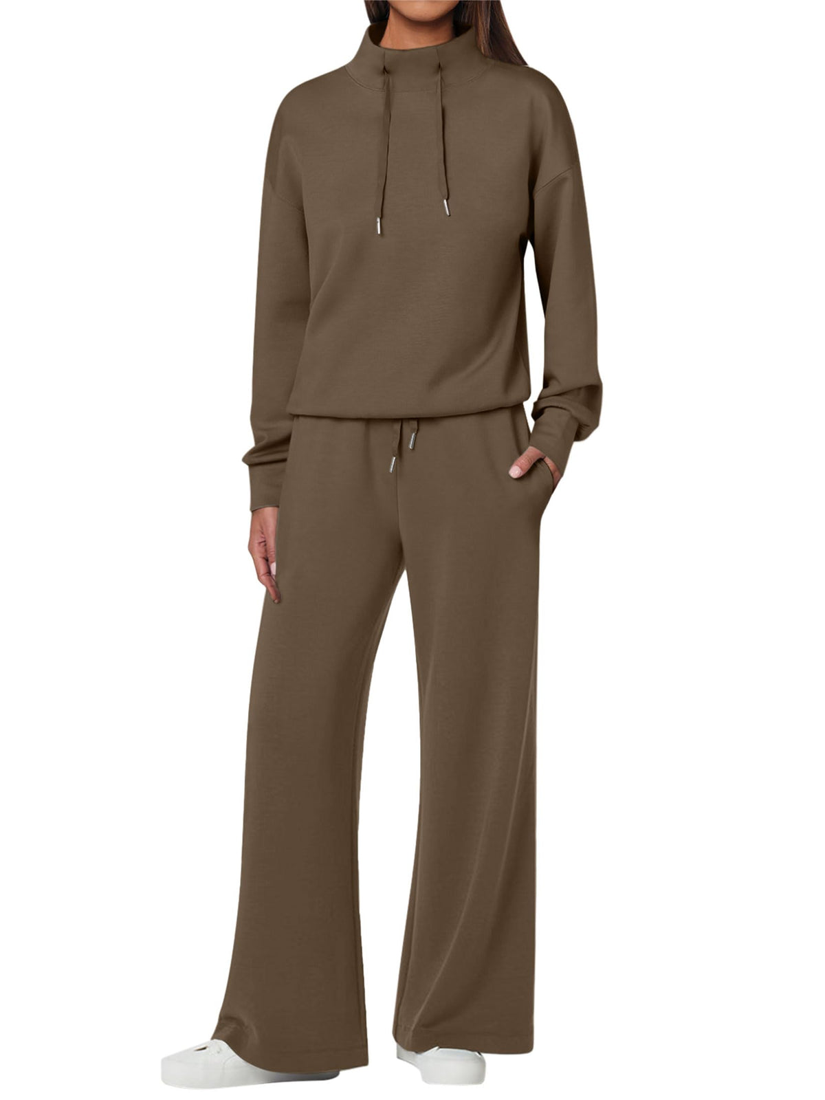 NEU 🔥 Damen Baumwolle Zweiteiler Oversized Kapuzenpullover Weite Beine Jogginghose Lässiges Set