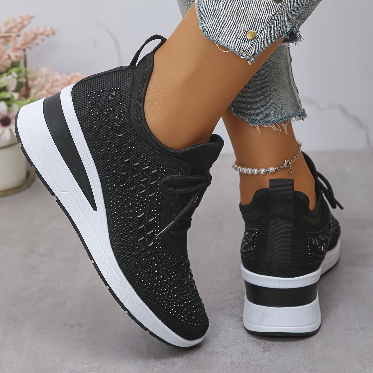 🔥Last Day Promotion 70% OFF - Women's Casual Fashion Breathable Rhinestone-Embellished Orthopaedic Sneakers