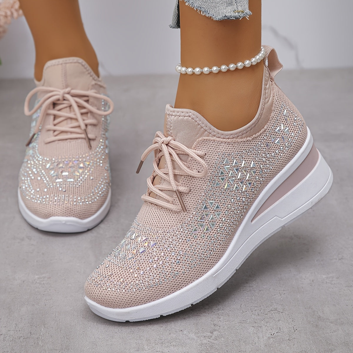 🔥Last Day Promotion 70% OFF - Women's Casual Fashion Breathable Rhinestone-Embellished Orthopaedic Sneakers