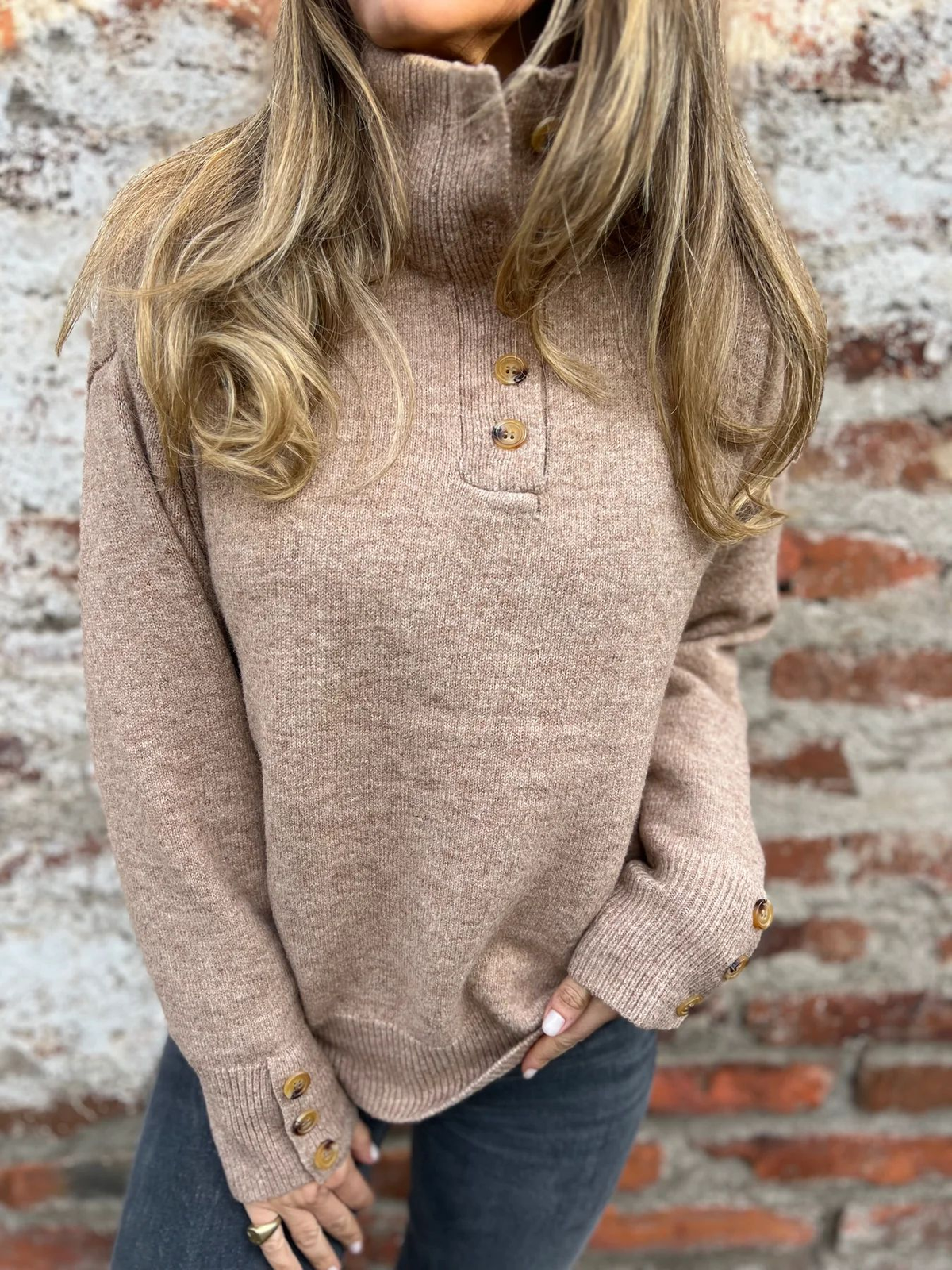 2025 CLEARANCE SALE🔥 Women's High Neck Special Button Designer Sweatshirt