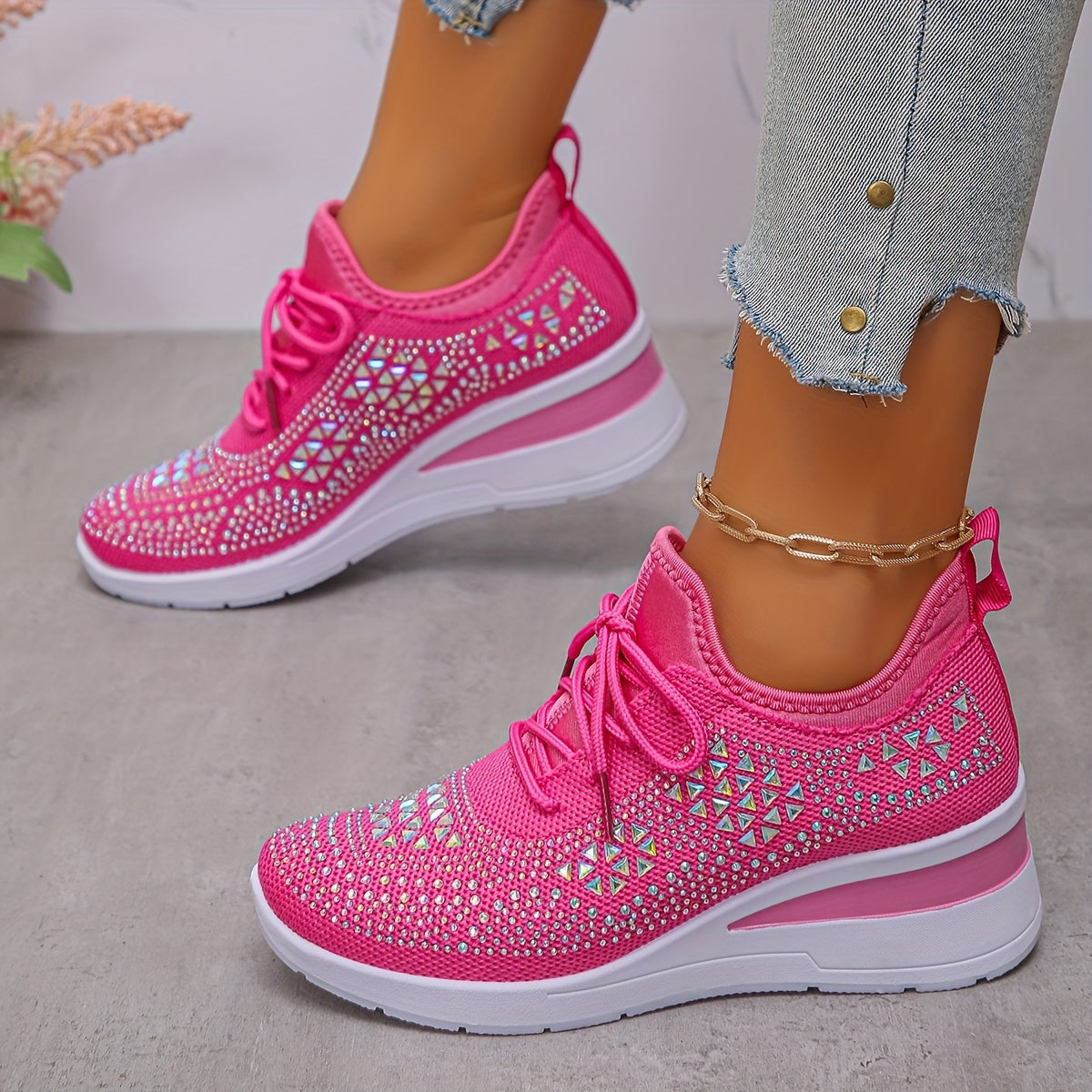 🔥Last Day Promotion 70% OFF - Women's Casual Fashion Breathable Rhinestone-Embellished Orthopaedic Sneakers